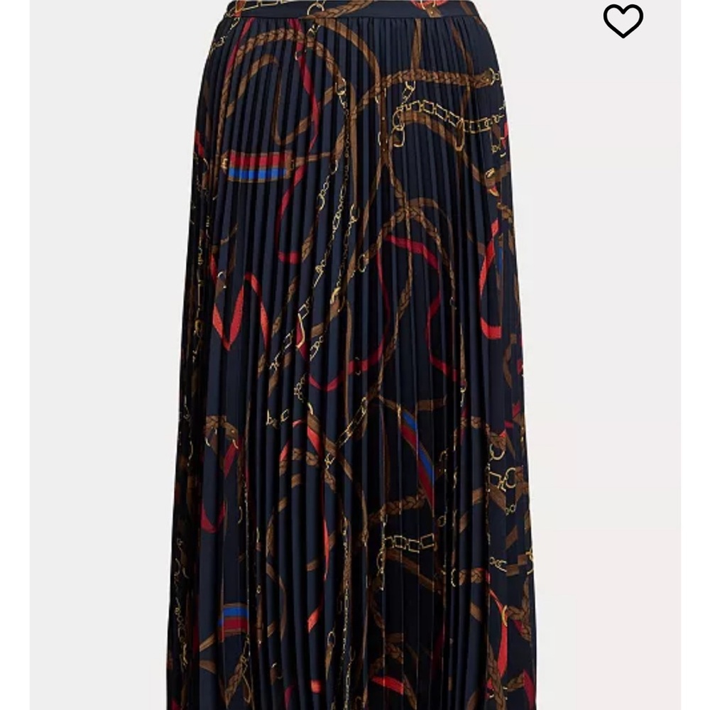 Lauren Ralph Lauren Navy Pleated Midi high waisted skirt 4 S Equestrian horse - Picture 5 of 8